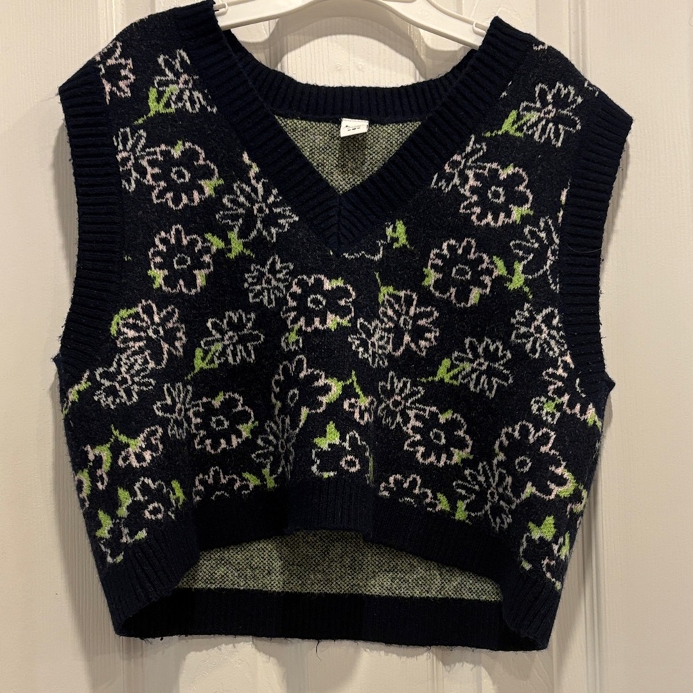 Twik Navy Floral V-Neck Sweater Vest
